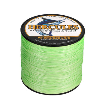 HERCULES 300M 328Yds Fluorescent Green 10lb-420lb PE Braid Fishing Line 12 Strands HERCULES